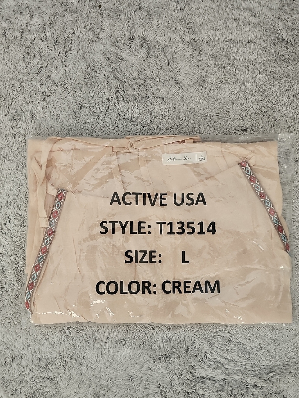 NWT Active USA Cream Halter Neck Tank with Embroidered Trim - Picture 4 of 4